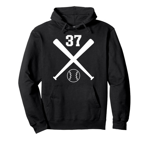 Baseball Softball Number 37 Hoodie - Unique Graphic Unisex - T-Shirt, Sweatshirt, Hoodie