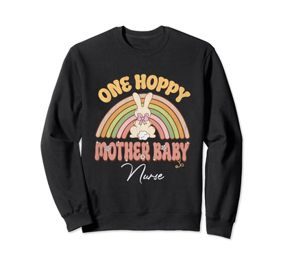 One Hoppy Mother Nurse Bunny Sweatshirt - Minimalist Print for Adults - T-Shirt, Sweatshirt, Hoodie