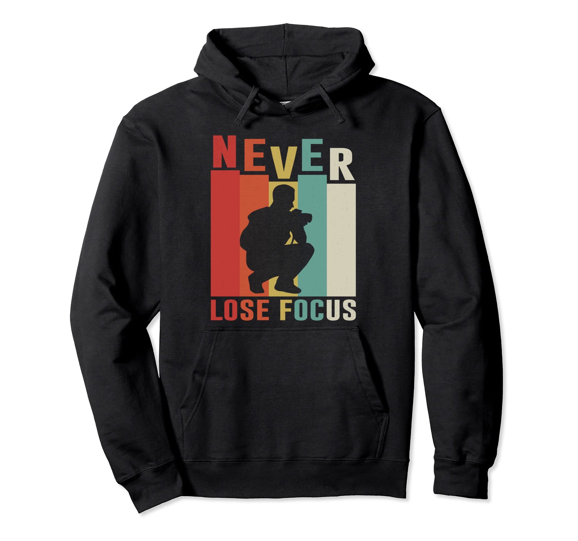 Never Lose Focus Photography Camera Hoodie - Unique Graphic for Adults - T-Shirt, Sweatshirt, Hoodie
