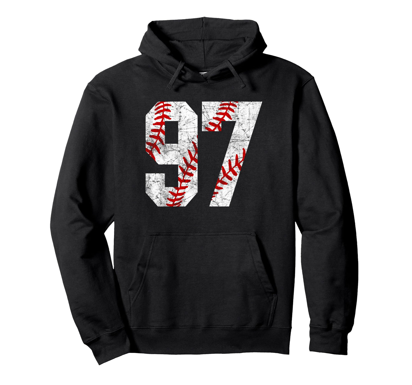 Distressed Baseball Number 97 Jersey Hoodie - Trendy Graphic for Adults - T-Shirt, Sweatshirt, Hoodie