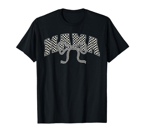 Mama Coquette Bow Checkered Varsity T-Shirt - Minimalist Print for Adults - T-Shirt, Sweatshirt, Hoodie
