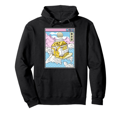 Surfing Banana Milk Japan Waves Anime Hoodie - Custom Art Print Unisex - T-Shirt, Sweatshirt, Hoodie