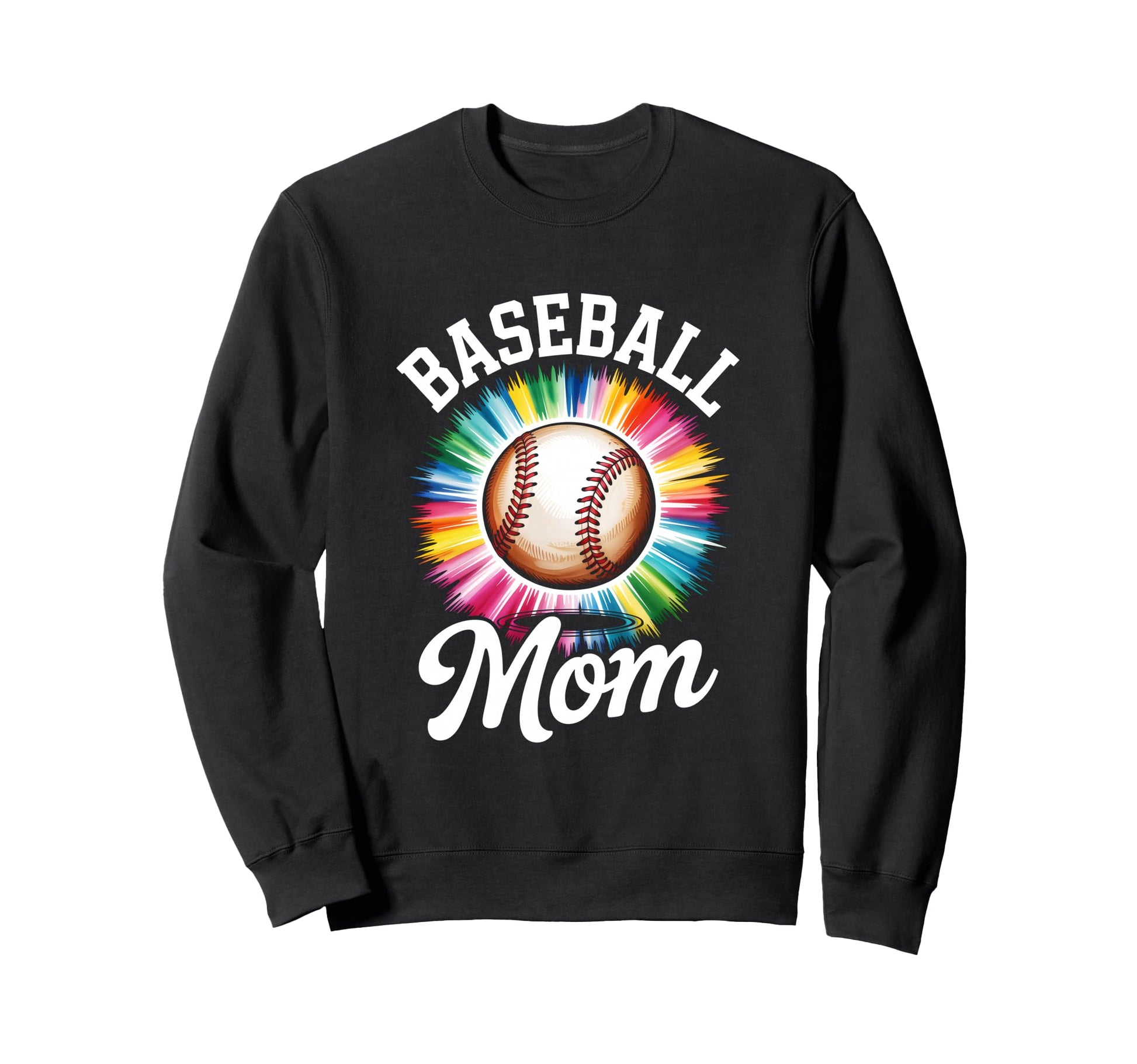 Baseball Mom Tie Dye Colorful Sweatshirt - Graphic Print for Adults - T-Shirt, Sweatshirt, Hoodie