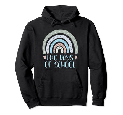 100 Days School Teacher Student Rainbow Hoodie - Minimalist Print Unisex - T-Shirt, Sweatshirt, Hoodie
