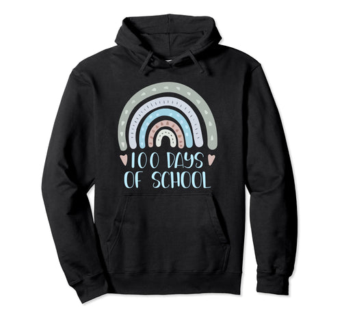 100 Days School Teacher Student Rainbow Hoodie - Minimalist Print Unisex - T-Shirt, Sweatshirt, Hoodie