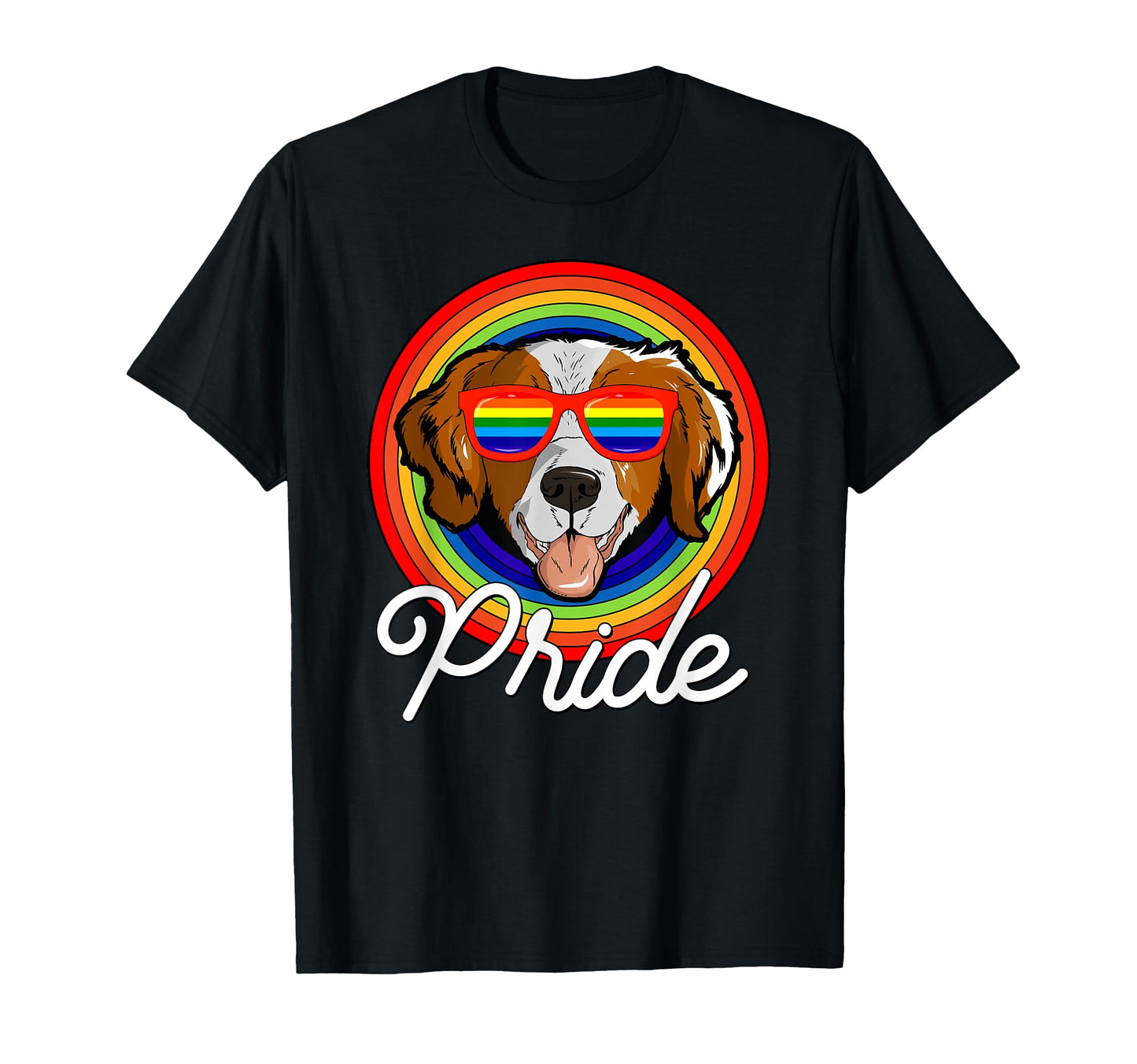 Brittany Lgbt Pride Dog Rainbow T-Shirt - Casual Everyday Wear Unisex - T-Shirt, Sweatshirt, Hoodie