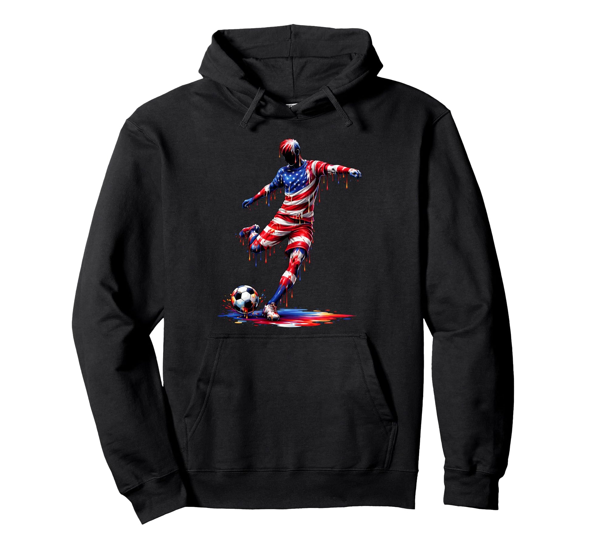 Soccer Drip American Flag 4Th July Hoodie - Custom Art Print for Adults - T-Shirt, Sweatshirt, Hoodie