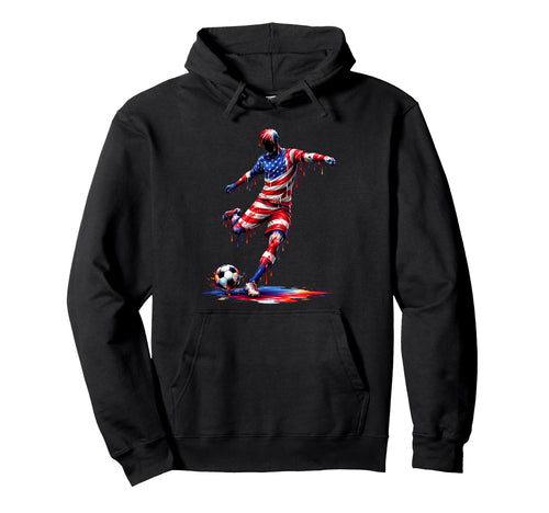 Soccer Drip American Flag 4Th July Hoodie - Custom Art Print for Adults - T-Shirt, Sweatshirt, Hoodie