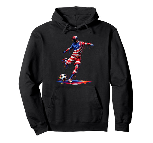 Soccer Drip American Flag 4Th July Hoodie - Custom Art Print for Adults - T-Shirt, Sweatshirt, Hoodie