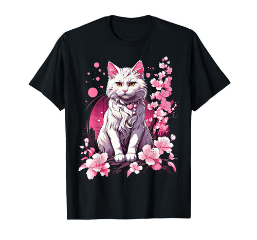 Anime Cat Japanese Vaporwave Aesthetic T-Shirt - Aesthetic Graphic Unisex - T-Shirt, Sweatshirt, Hoodie