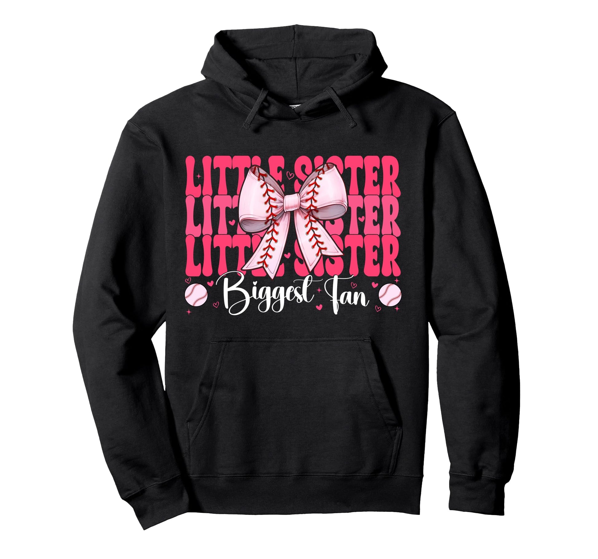 Baseball Sister Coquette Bow Little Hoodie - Fun Novelty Design Men Women - T-Shirt, Sweatshirt, Hoodie