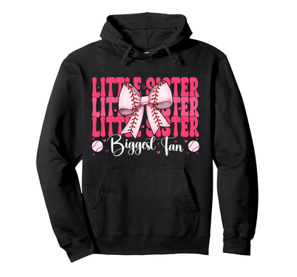 Baseball Sister Coquette Bow Little Hoodie - Fun Novelty Design Men Women - T-Shirt, Sweatshirt, Hoodie