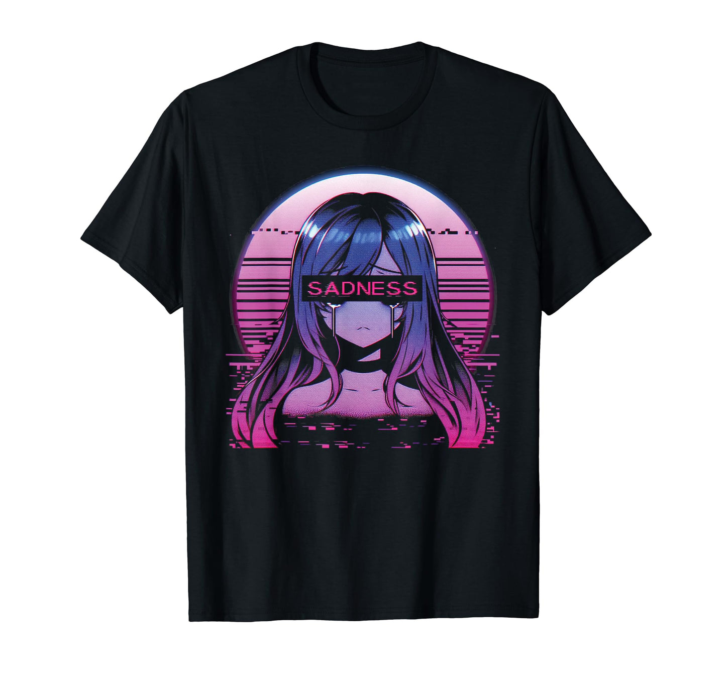 Anime Sadness Sad Emo Vaporwave T-Shirt - Custom Art Print for Adults - T-Shirt, Sweatshirt, Hoodie