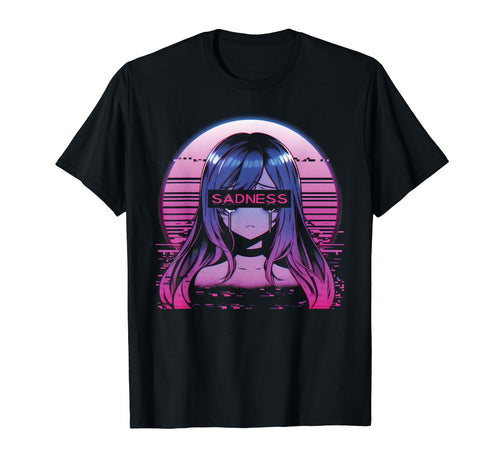 Anime Sadness Sad Emo Vaporwave T-Shirt - Custom Art Print for Adults - T-Shirt, Sweatshirt, Hoodie