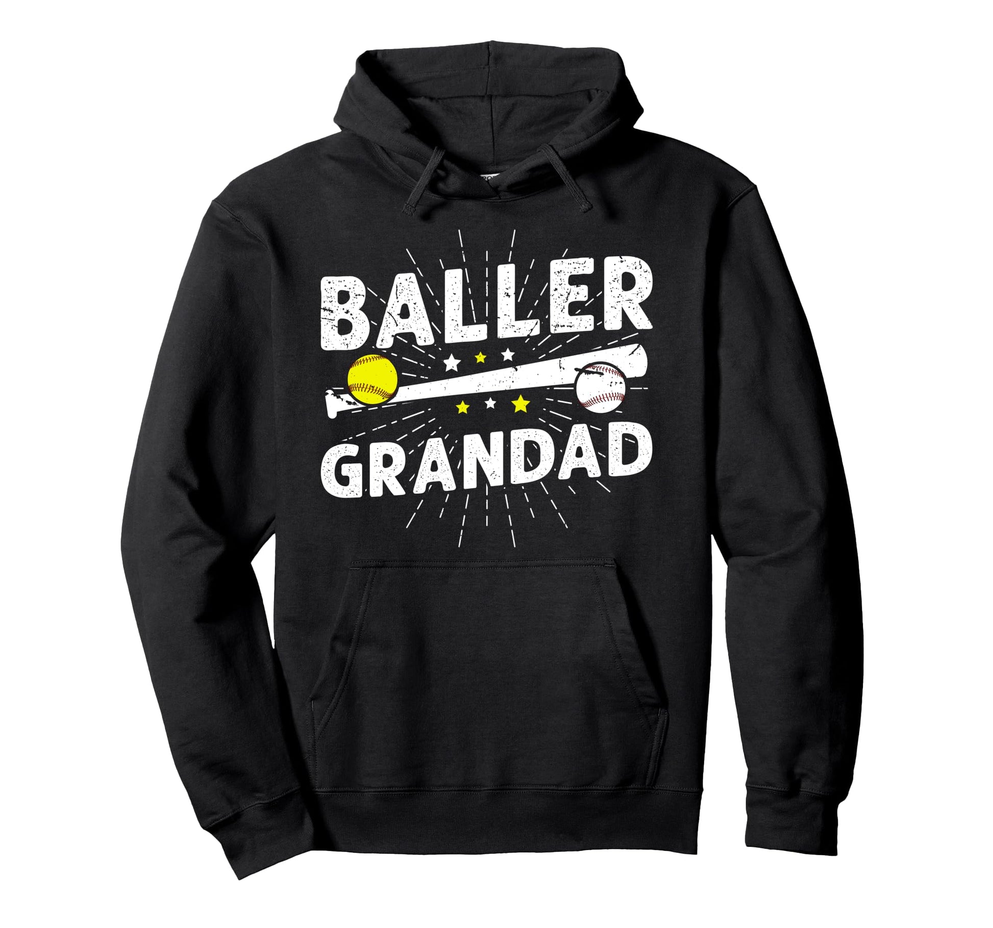 Baller Grandad Proud Softball Hoodie - Fun Novelty Design Men Women - T-Shirt, Sweatshirt, Hoodie