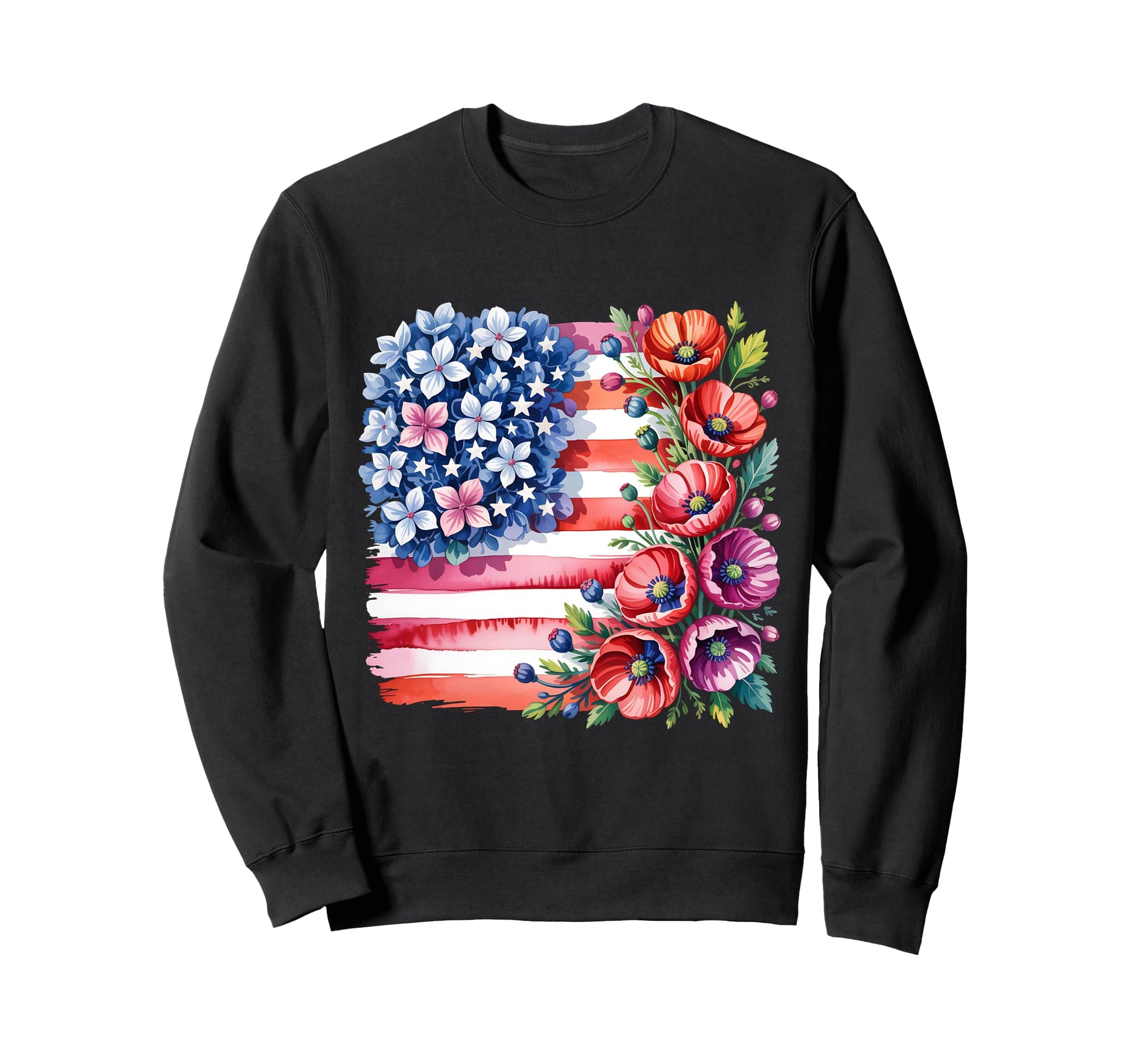 Flower Usa Flag Boho 4Th July Sweatshirt - Streetwear Style for Adults - T-Shirt, Sweatshirt, Hoodie
