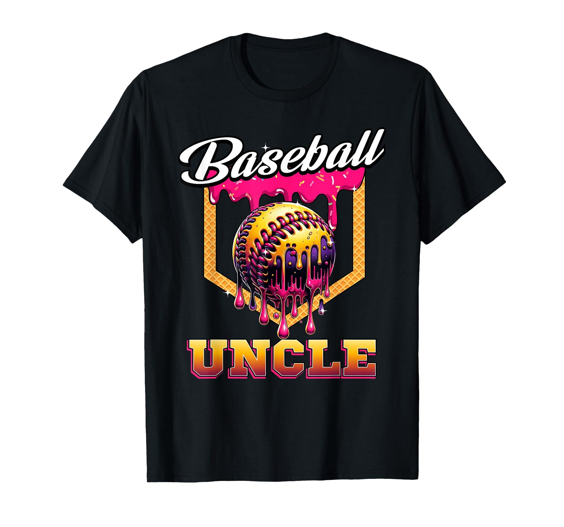 Baseball Uncle Ice Cream Drip Home T-Shirt - Casual Everyday Wear Unisex - T-Shirt, Sweatshirt, Hoodie