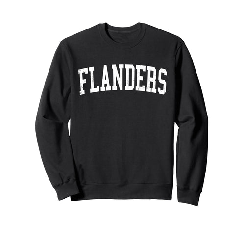 Flanders Nj Distressed White Varsity Sweatshirt - Unique Graphic for Adults - T-Shirt, Sweatshirt, Hoodie