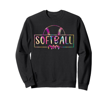 Tie Dye Softball Mom Life Baseball Sweatshirt - Graphic Print for Adults - T-Shirt, Sweatshirt, Hoodie