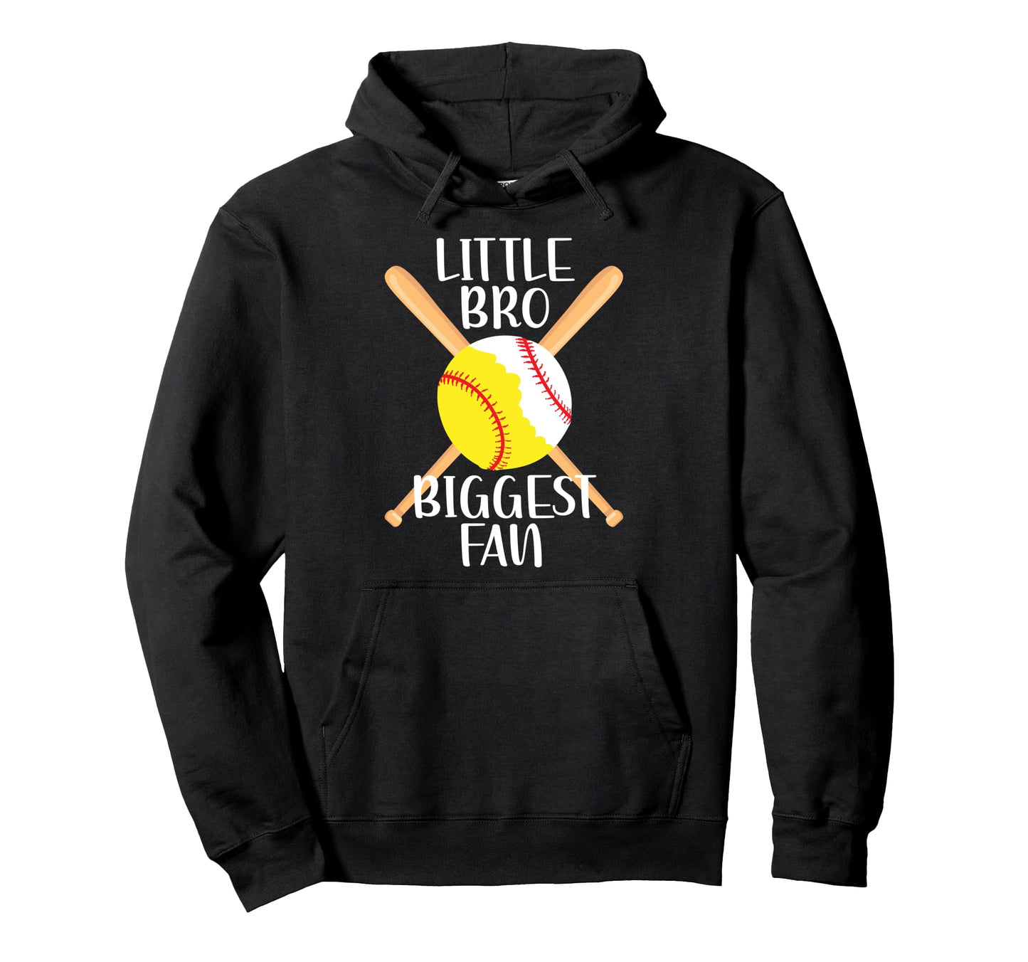 Little Bro Biggest Fan Softball Hoodie - Custom Art Print for Adults - T-Shirt, Sweatshirt, Hoodie