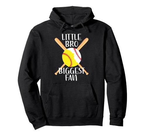 Little Bro Biggest Fan Softball Hoodie - Custom Art Print for Adults - T-Shirt, Sweatshirt, Hoodie