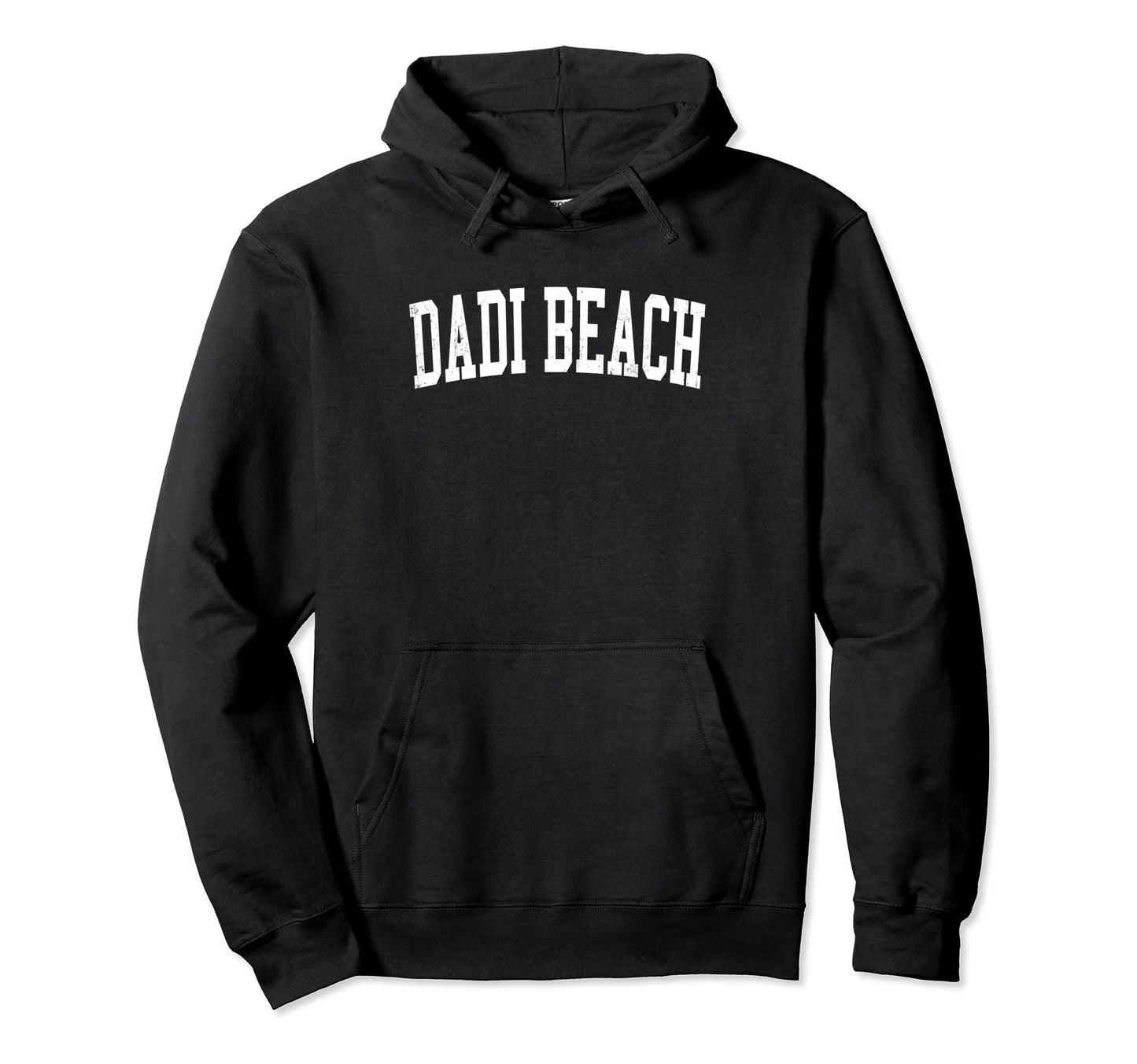 Dadi Beach Distressed White Varsity Hoodie - Graphic Print for Adults - T-Shirt, Sweatshirt, Hoodie