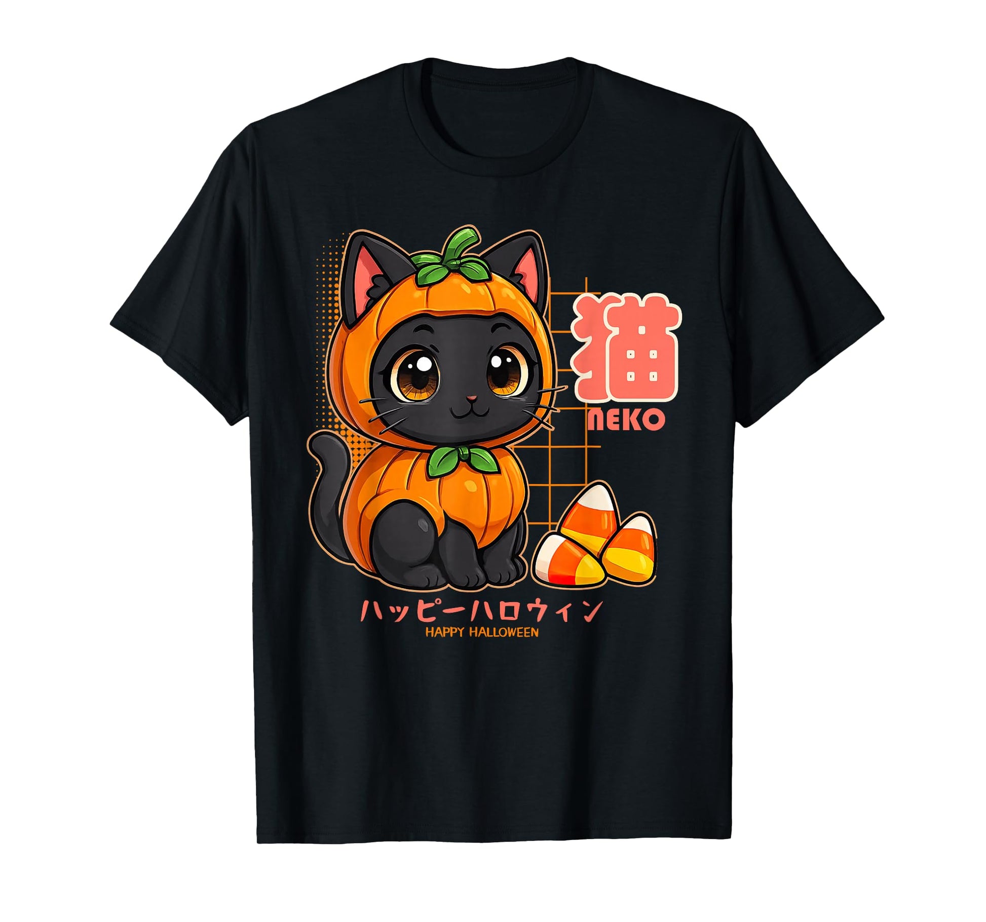 Kawaii Chibi Pumpkin Cat T-Shirt - Casual Everyday Wear for Adults - T-Shirt, Sweatshirt, Hoodie