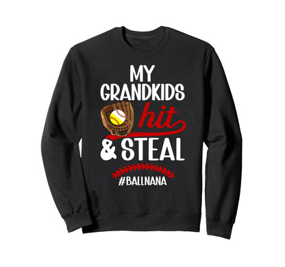 Ball Nana Funny Baseball Softball Sweatshirt - Minimalist Print for Adults - T-Shirt, Sweatshirt, Hoodie