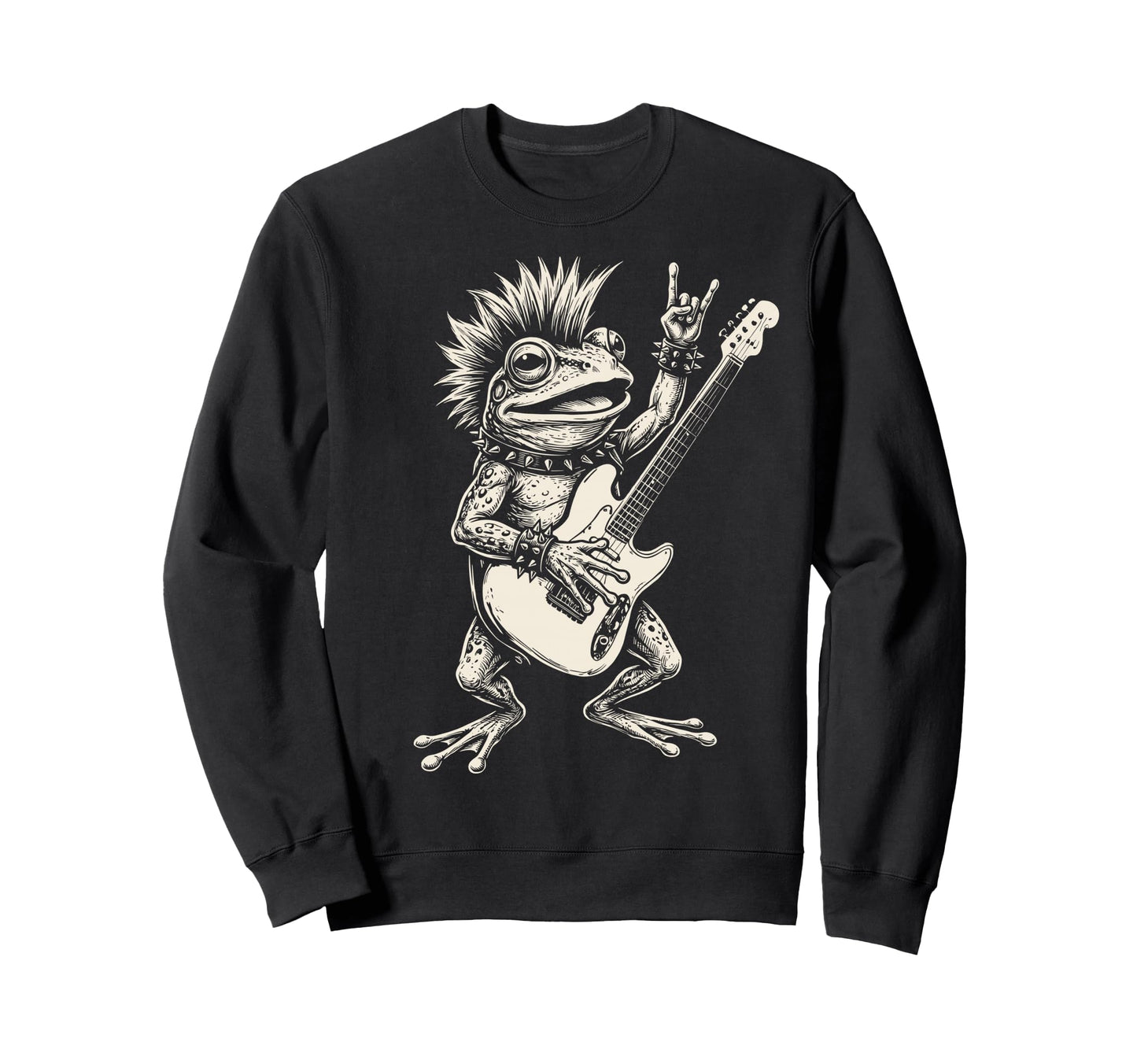 Funny Frog Playing Guitar Rock Sweatshirt - Casual Everyday Wear Men Women - T-Shirt, Sweatshirt, Hoodie
