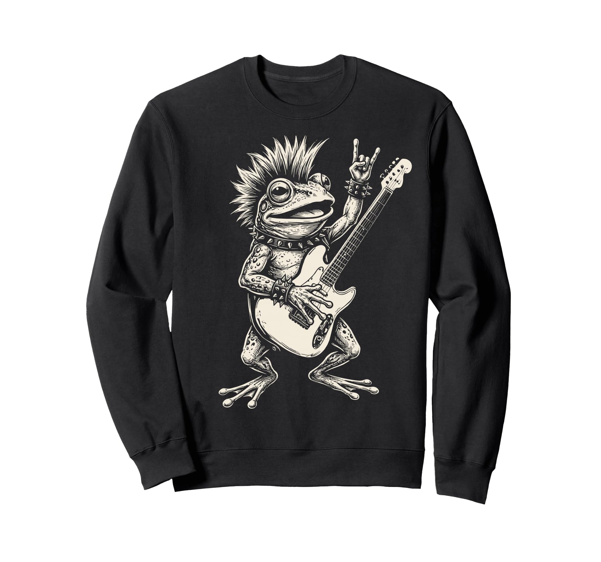 Funny Frog Playing Guitar Rock Sweatshirt - Casual Everyday Wear Men Women - T-Shirt, Sweatshirt, Hoodie