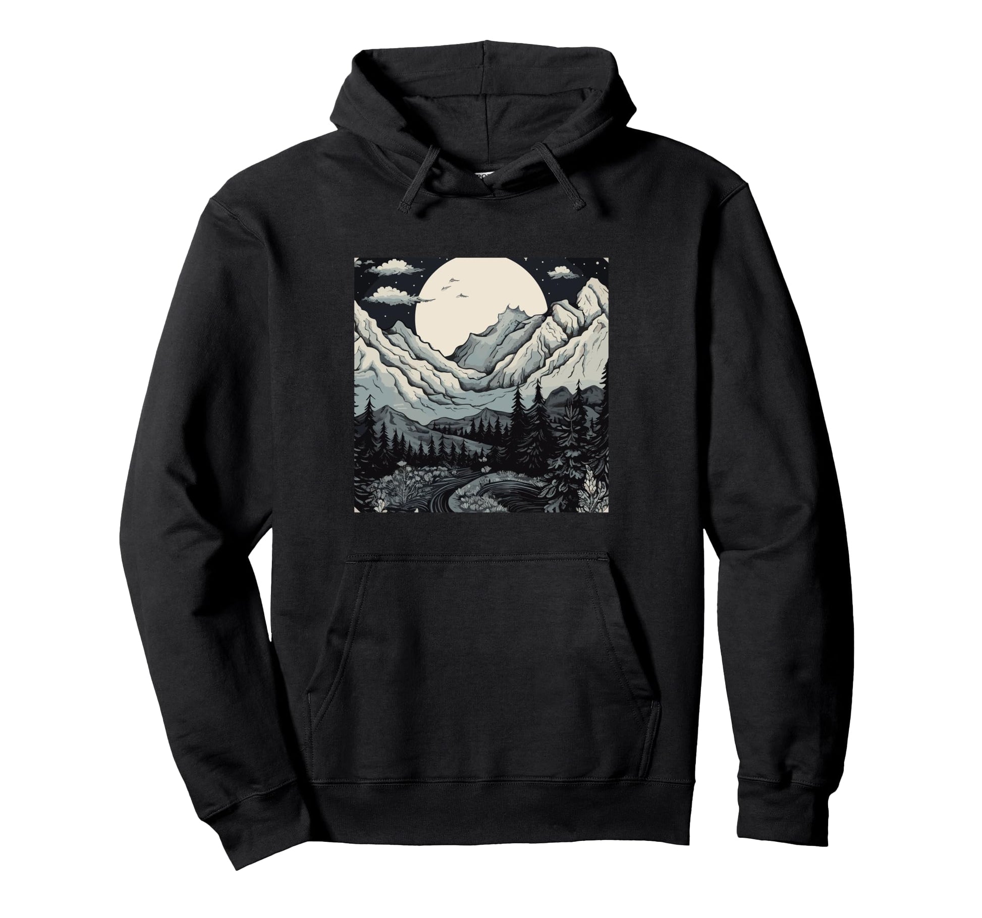 Boho Flower Forest Nature Mountain Hoodie - Aesthetic Graphic Men Women - T-Shirt, Sweatshirt, Hoodie