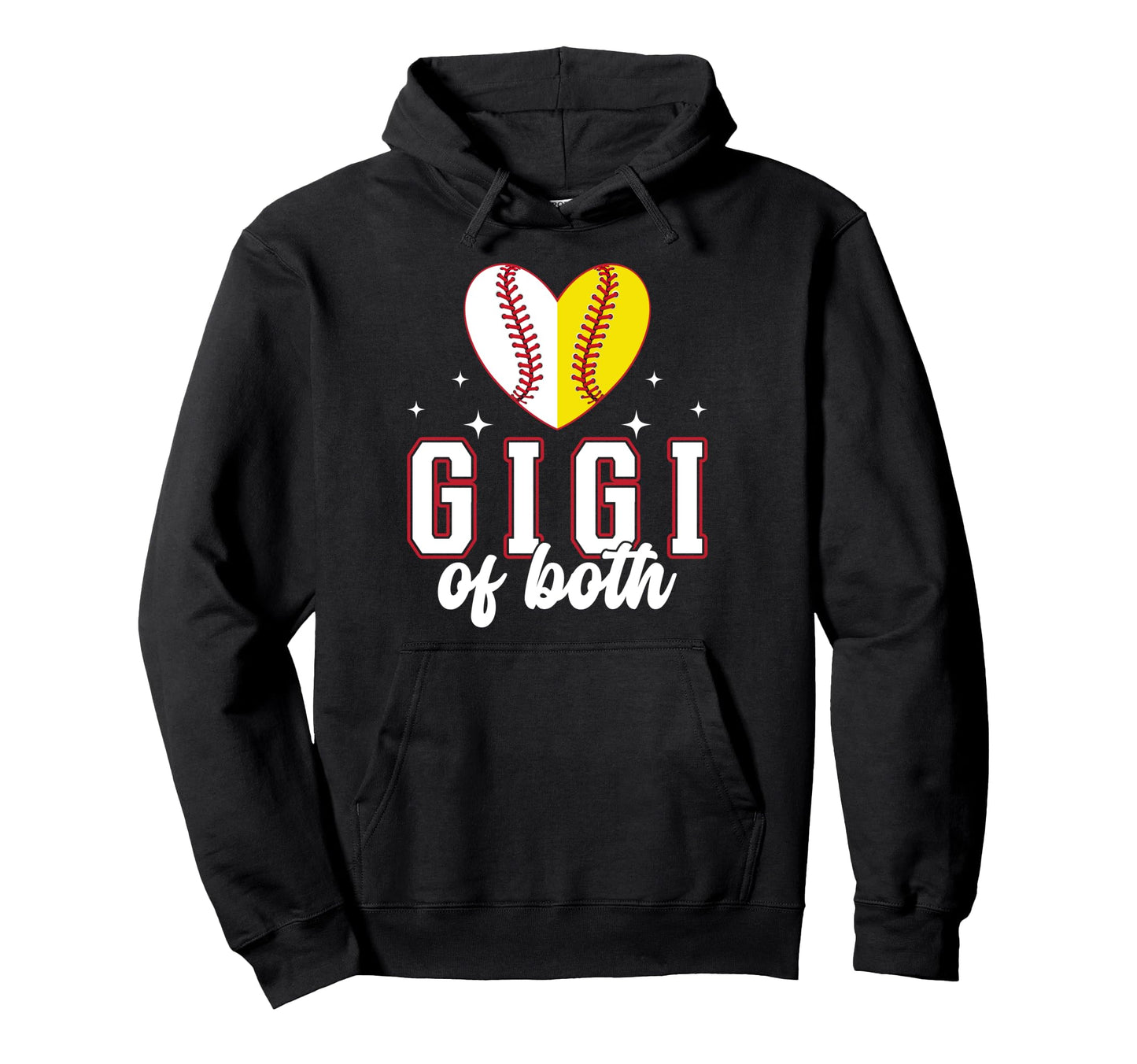 Gigi Both Heart Softball Baseball Gigi Hoodie - Graphic Print Men Women - T-Shirt, Sweatshirt, Hoodie