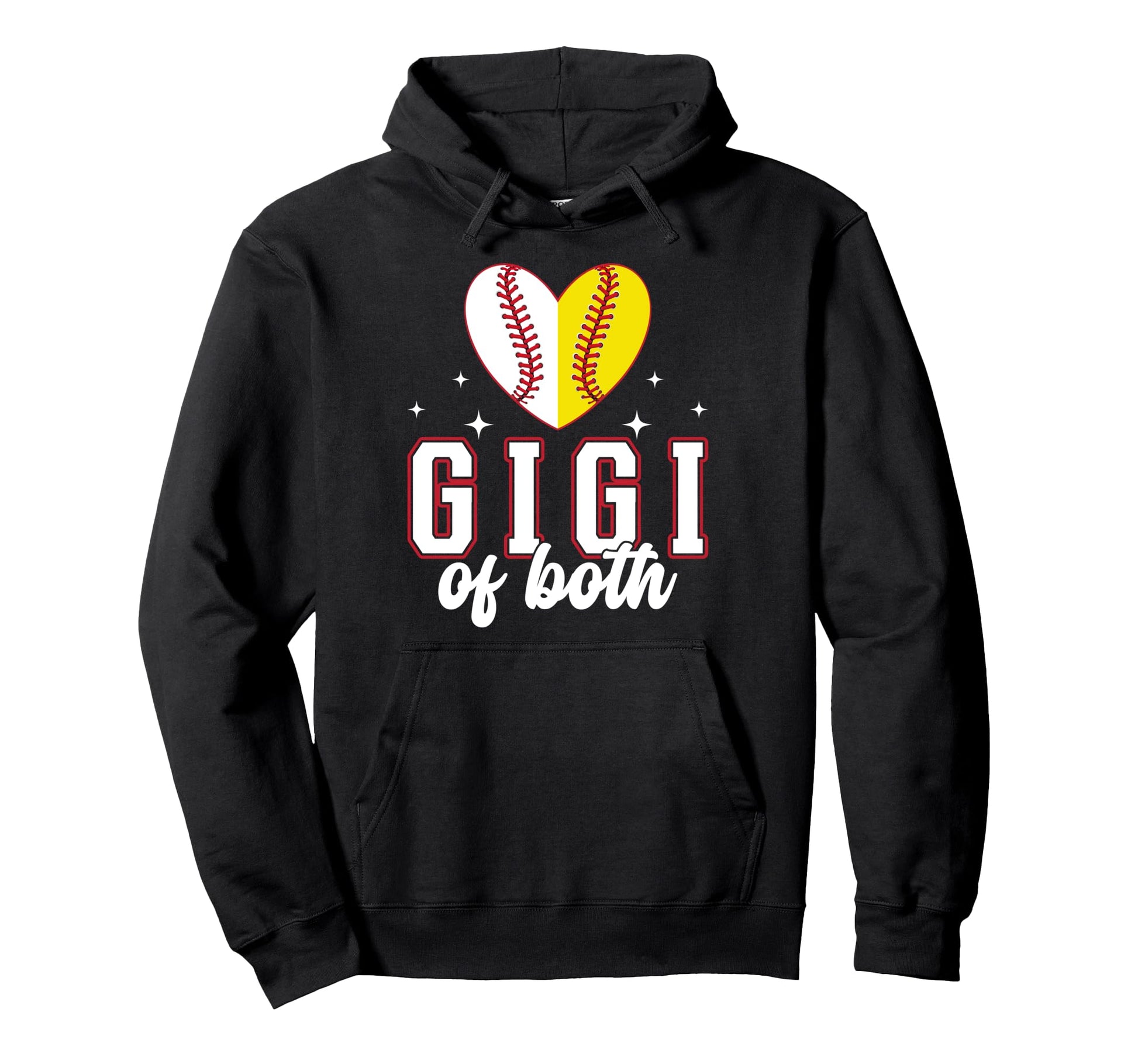 Gigi Both Heart Softball Baseball Gigi Hoodie - Graphic Print Men Women - T-Shirt, Sweatshirt, Hoodie