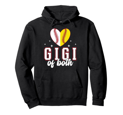 Gigi Both Heart Softball Baseball Gigi Hoodie - Graphic Print Men Women - T-Shirt, Sweatshirt, Hoodie