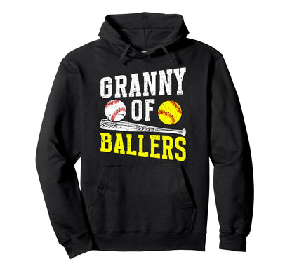 Granny Ballers Proud Baseball Softball Hoodie - Trendy Graphic Unisex - T-Shirt, Sweatshirt, Hoodie