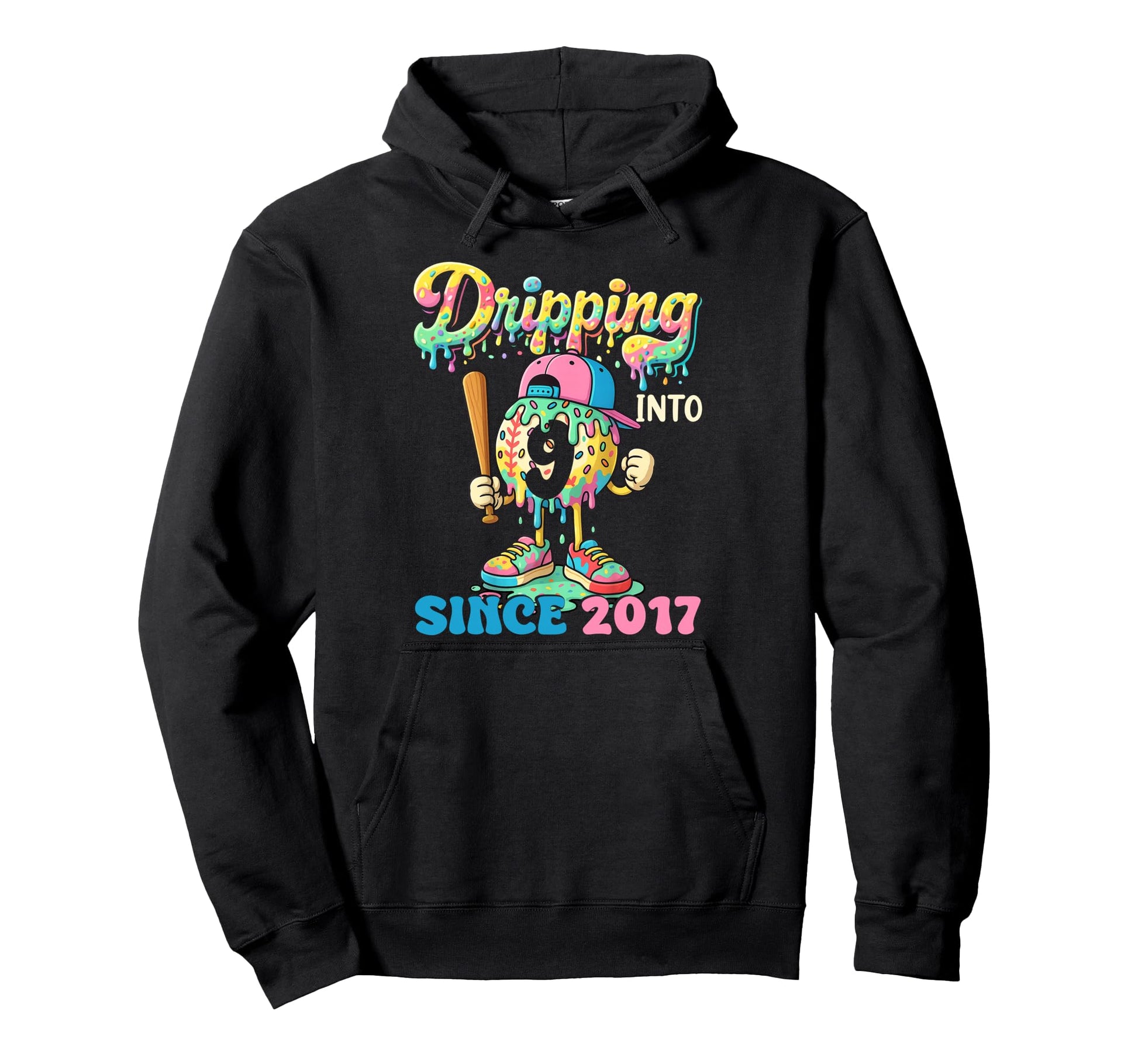 Baseball Ice Cream Dripping Into 9Th Hoodie - Trendy Graphic for Adults - T-Shirt, Sweatshirt, Hoodie