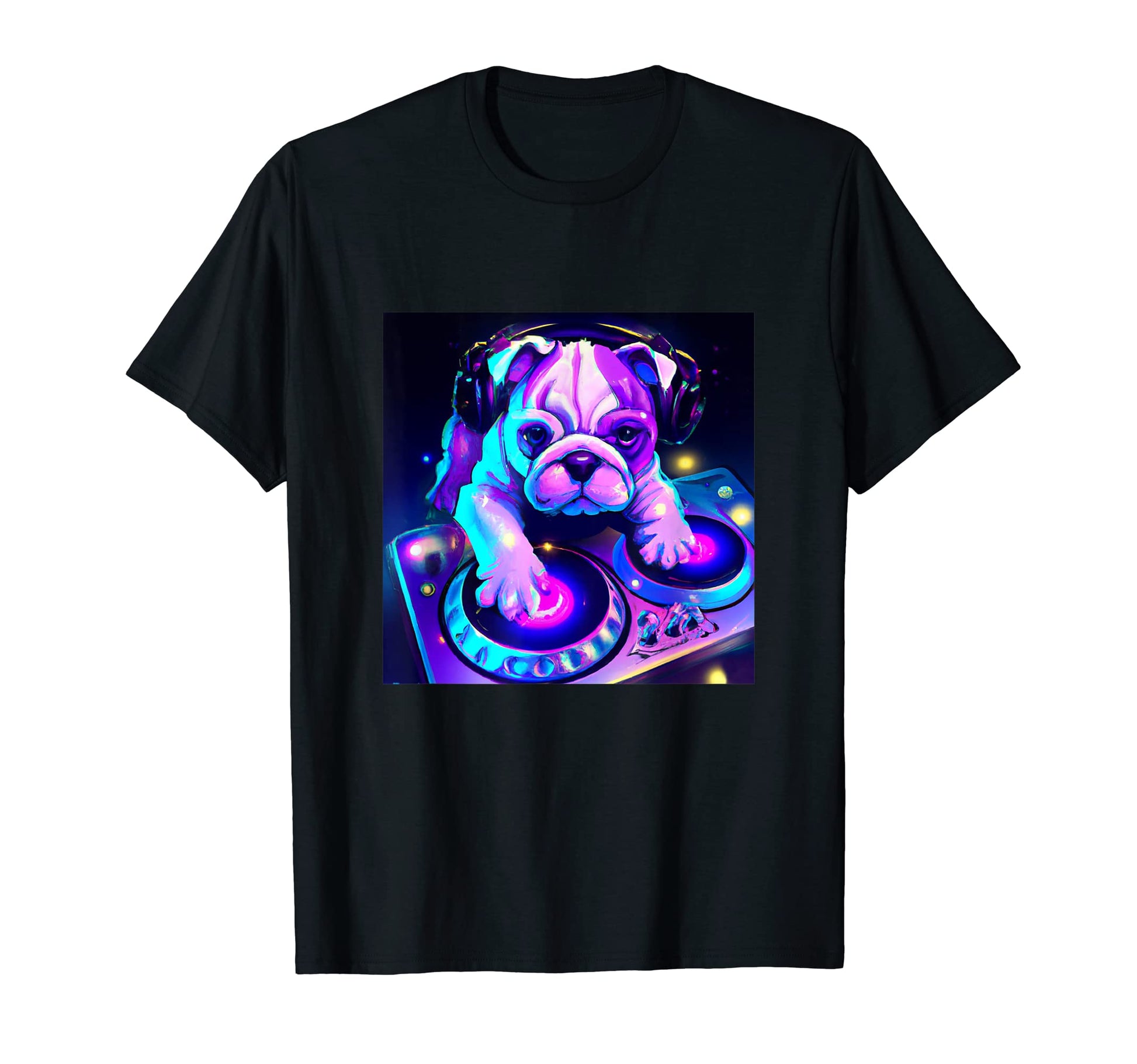 Bulldog Vaporwave Dj Dog Aesthetic T-Shirt - Graphic Print Men Women - T-Shirt, Sweatshirt, Hoodie