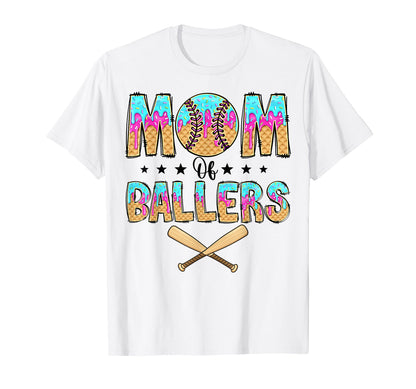 Raising Baller Mom Both Baseball T-Shirt - Minimalist Print Unisex - T-Shirt, Sweatshirt, Hoodie