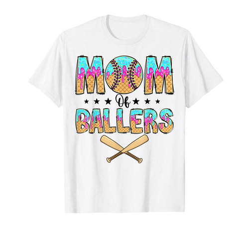 Raising Baller Mom Both Baseball T-Shirt - Minimalist Print Unisex - T-Shirt, Sweatshirt, Hoodie