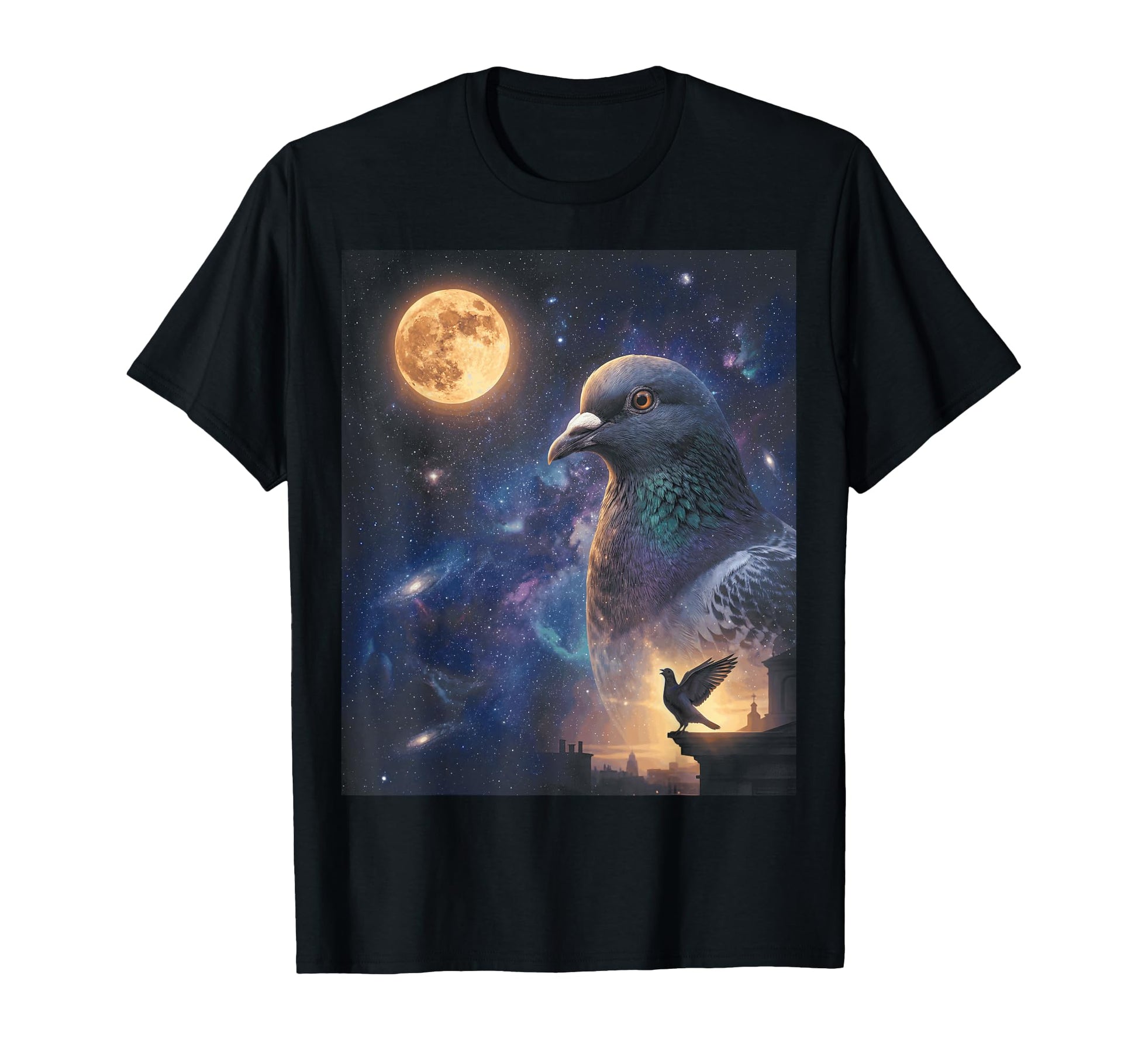 90S Pigeon Cooing Moon Y2K Aesthetic T-Shirt - Custom Art Print Men Women - T-Shirt, Sweatshirt, Hoodie