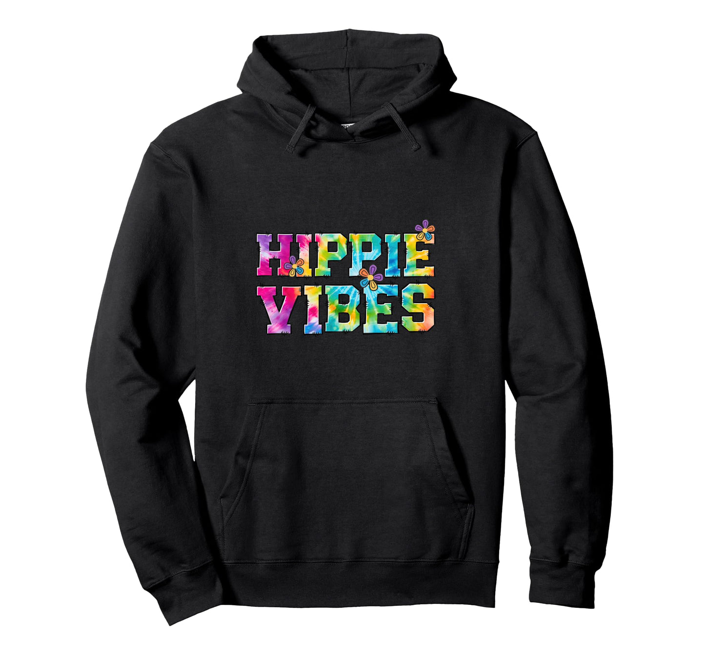 Hippie Vibes Tie Dye Peace 60S Rainbow Hoodie - Graphic Print Men Women - T-Shirt, Sweatshirt, Hoodie