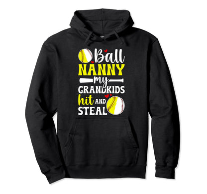 Ball Nanny My Grandkids Baseball Hoodie - Custom Art Print Men Women - T-Shirt, Sweatshirt, Hoodie