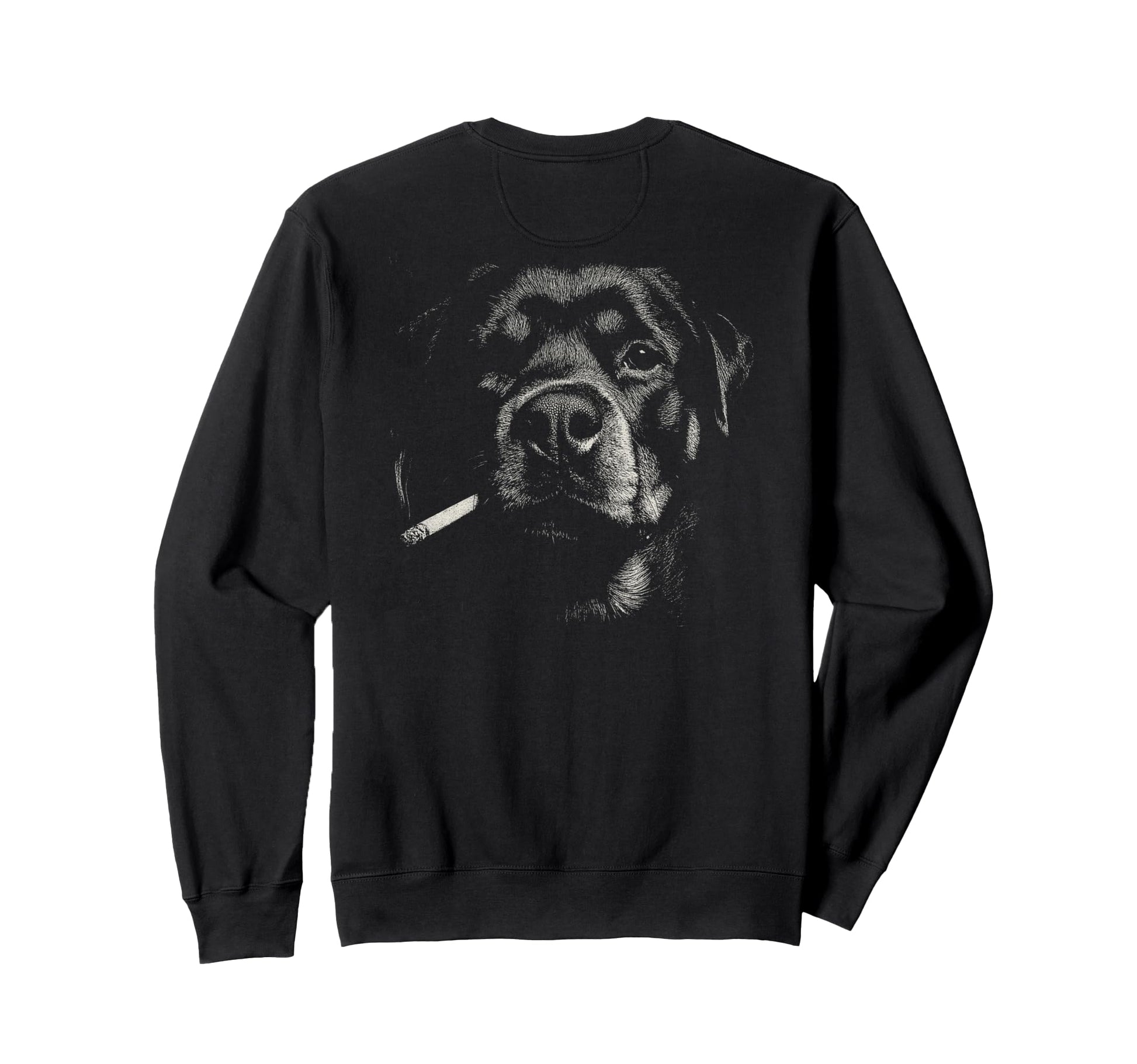 Rottweiler Smoking Cigarette Grunge Sweatshirt - Unique Graphic for Adults - T-Shirt, Sweatshirt, Hoodie