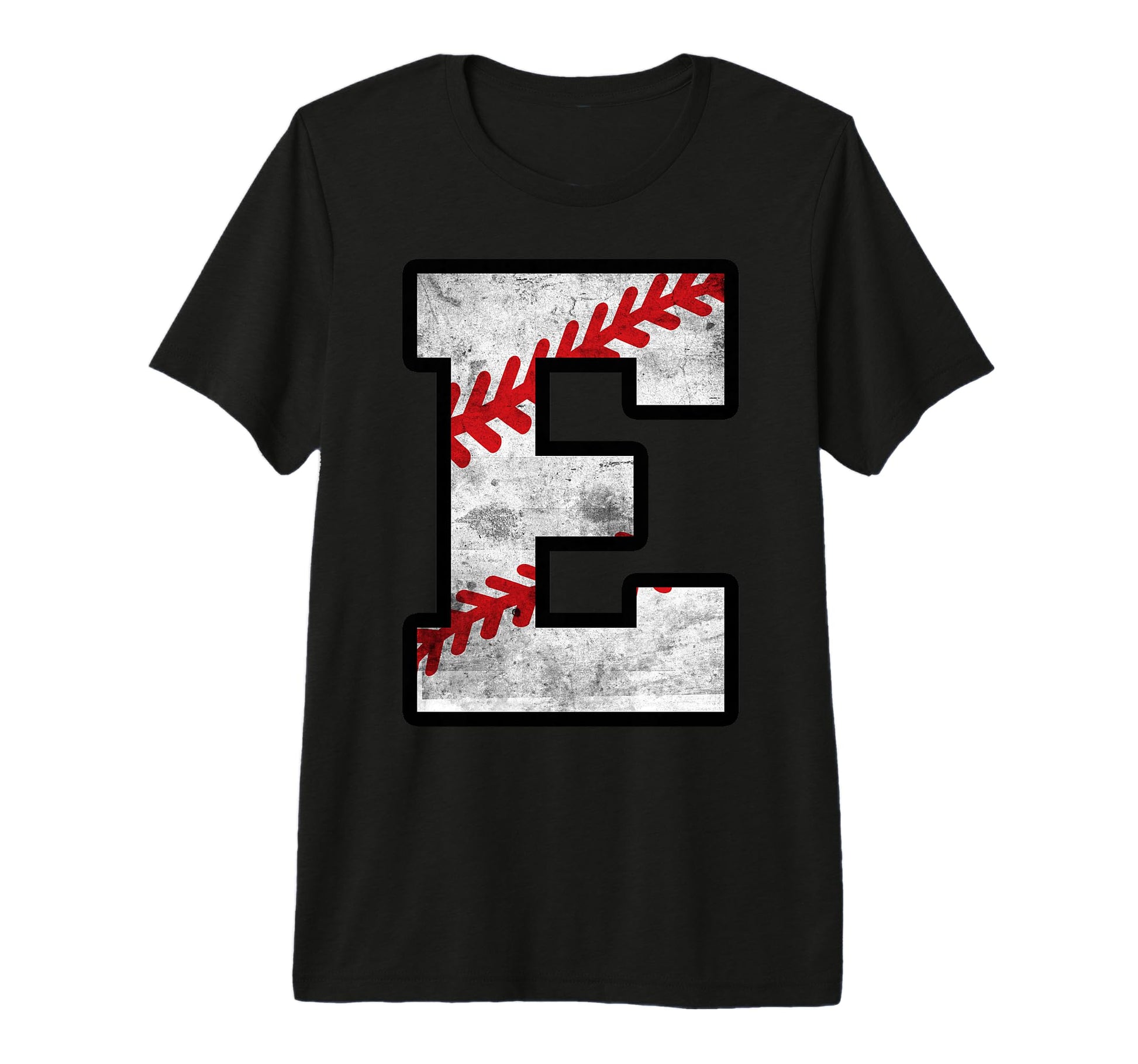 Distressed Baseball Letter E Tri Blend T-Shirt - Unique Graphic Men Women - T-Shirt, Sweatshirt, Hoodie