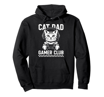 Fathers Day Cat Dad Gamer Club Video Hoodie - Custom Art Print Unisex - T-Shirt, Sweatshirt, Hoodie