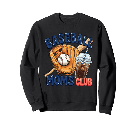 Baseball Moms Club Trendy Gameday Sweatshirt - Custom Art Print Men Women - T-Shirt, Sweatshirt, Hoodie