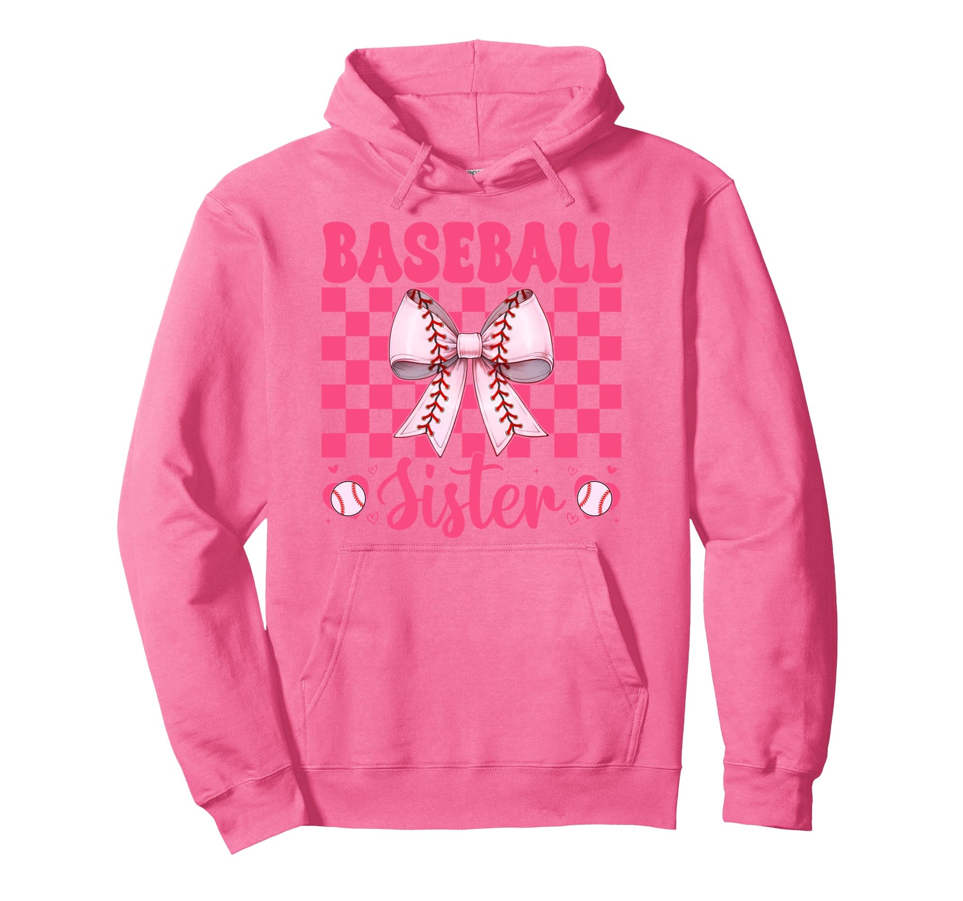 Baseball Sister Baseball Coquette Bow Hoodie - Graphic Print Unisex - T-Shirt, Sweatshirt, Hoodie