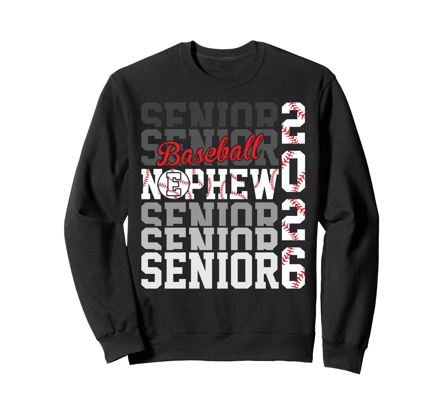 2026 Baseball Senior Nephew Sweatshirt - Graphic Print Men Women - T-Shirt, Sweatshirt, Hoodie