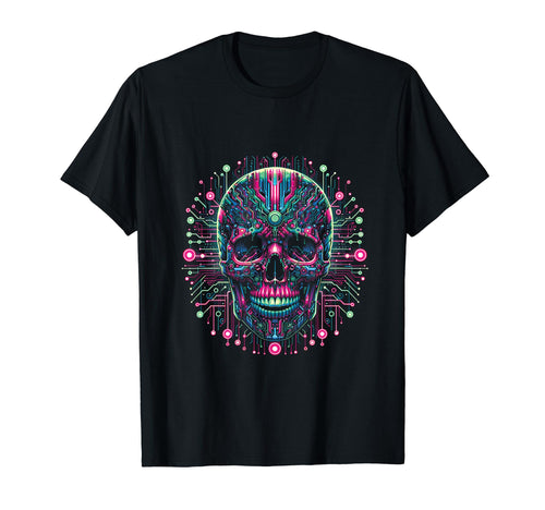 Vaporwave Skull Cyberpunk 80S 90S Era T-Shirt - Unique Graphic for Adults - T-Shirt, Sweatshirt, Hoodie