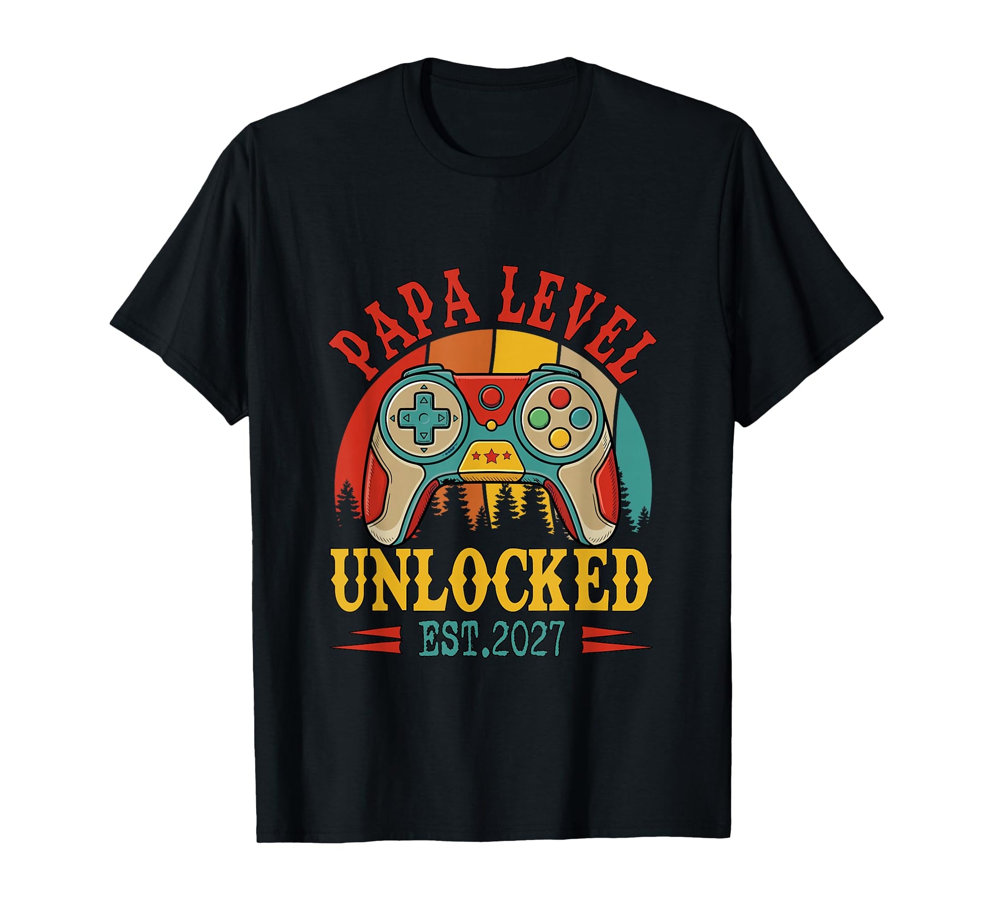 Papa Level Unlocked Est 2027 Gamer T-Shirt - Minimalist Print for Adults - T-Shirt, Sweatshirt, Hoodie